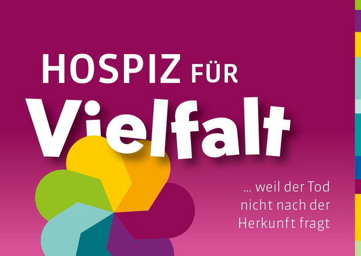 Grafik mit buntem Fächer auf einer lilafarbenen Fläche steht für Initiative Hospiz für Vielfalt vom Deutschen Hospiz- und PalliativVerband e.V.